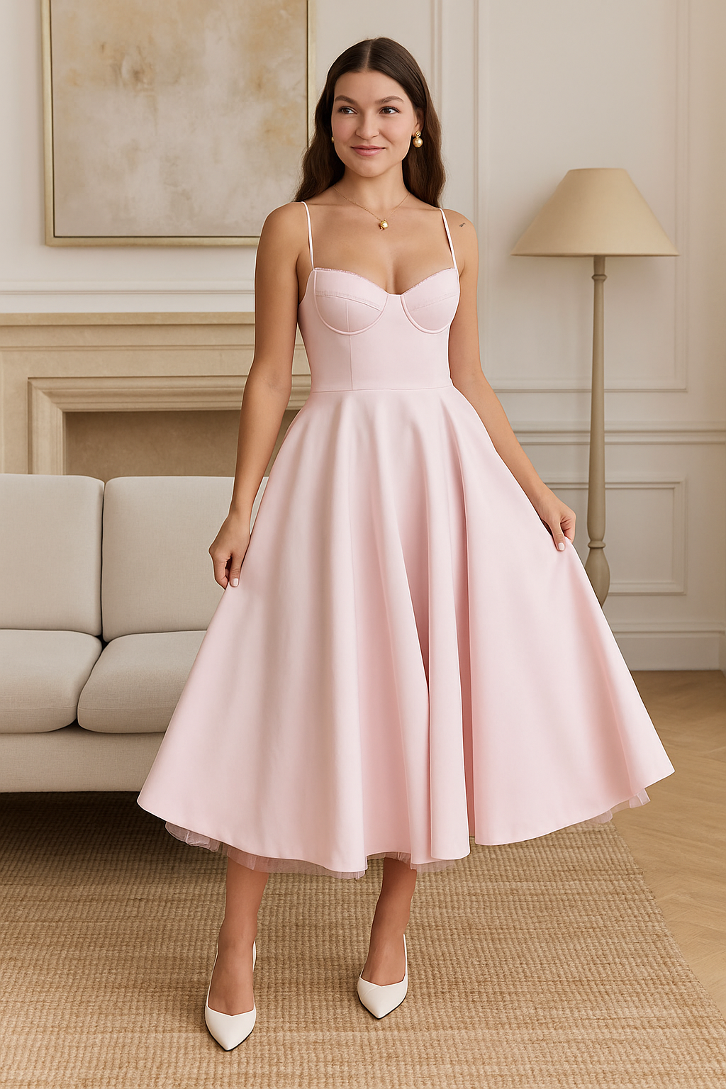 SIENNA | Strapless Bustier Gown in Midi Length