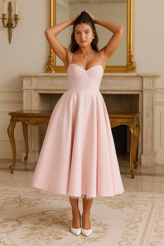 SIENNA | Strapless Bustier Gown in Midi Length